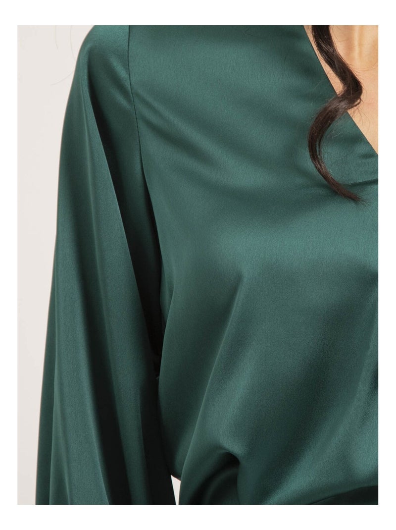 Blouse satin OXANIE Vert forêt - Kiabi