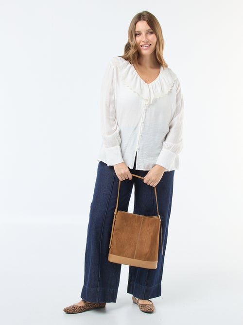 Blouse satinée avec col claudine 'Vero Moda' - Kiabi