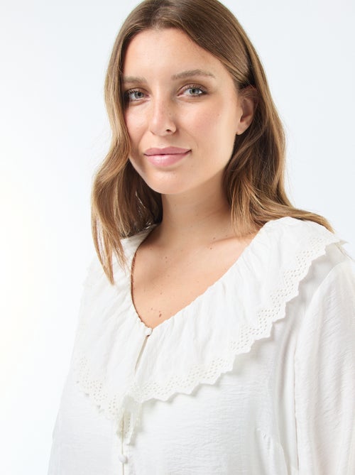 Blouse satinée avec col claudine 'Vero Moda' - Kiabi