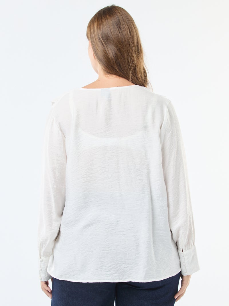 Blouse satinée avec col claudine 'Vero Moda' Blanc - Kiabi