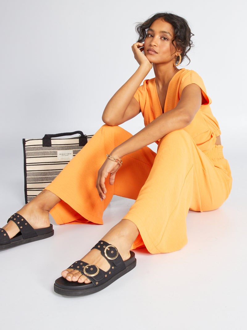 Blouse satinée crop top orange - Kiabi