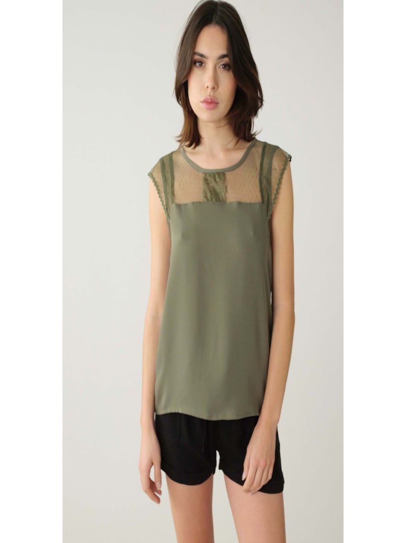 Blouse satinée 'Deeluxe' Kaki - Kiabi