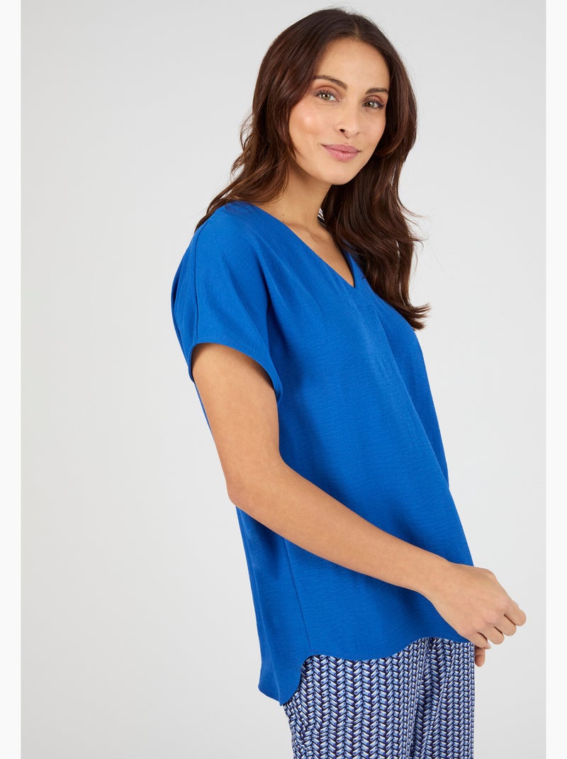 Blouse satinée effet reliefé - damart Bleu - Kiabi