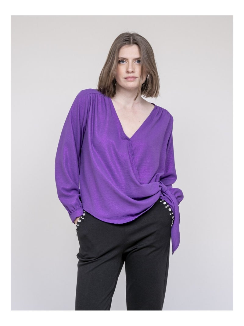 Blouse satinée ONESTA Violet - Kiabi