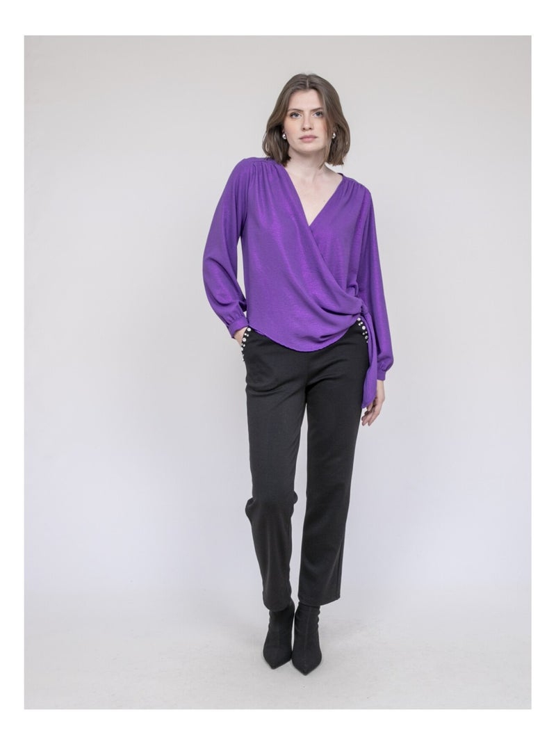 Blouse satinée ONESTA Violet - Kiabi