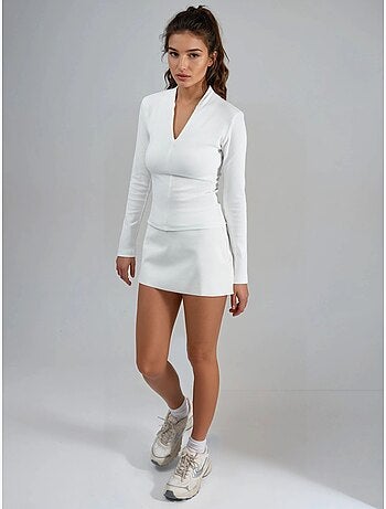 Blouse slim à manches longues avec col en v busem