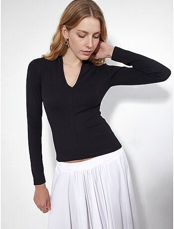 Blouse slim à manches longues avec col en v busem