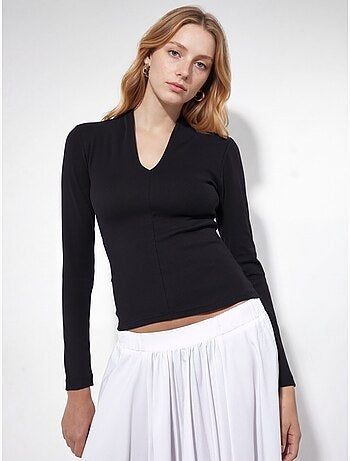 Blouse slim à manches longues avec col en v busem