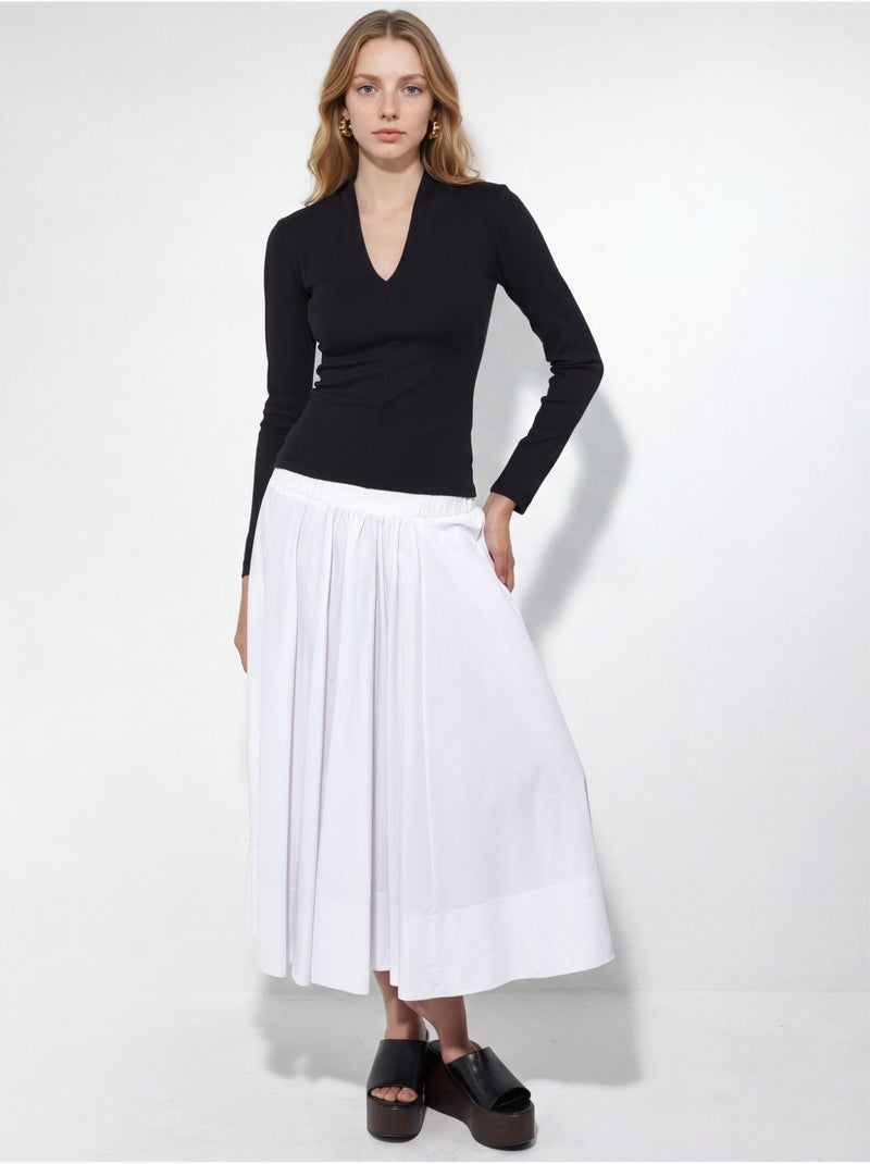 Blouse slim à manches longues avec col en v busem Noir - Kiabi