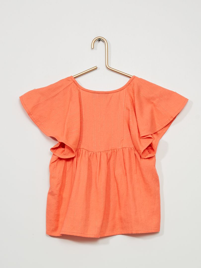 Blouse smockée orange - Kiabi