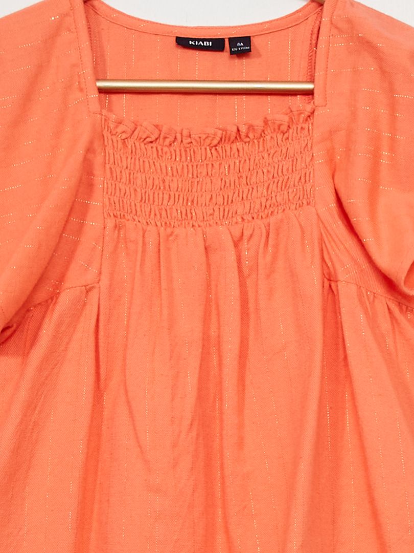Blouse smockée orange - Kiabi