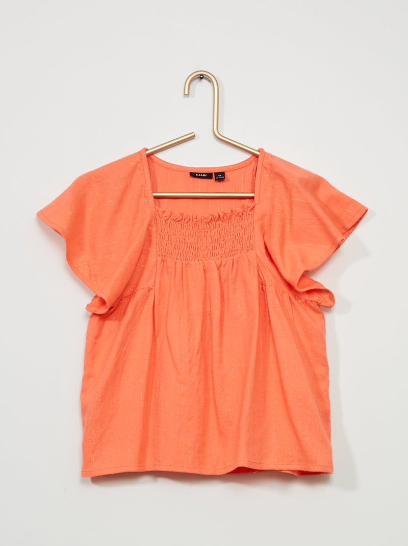 Blouse smockée orange - Kiabi