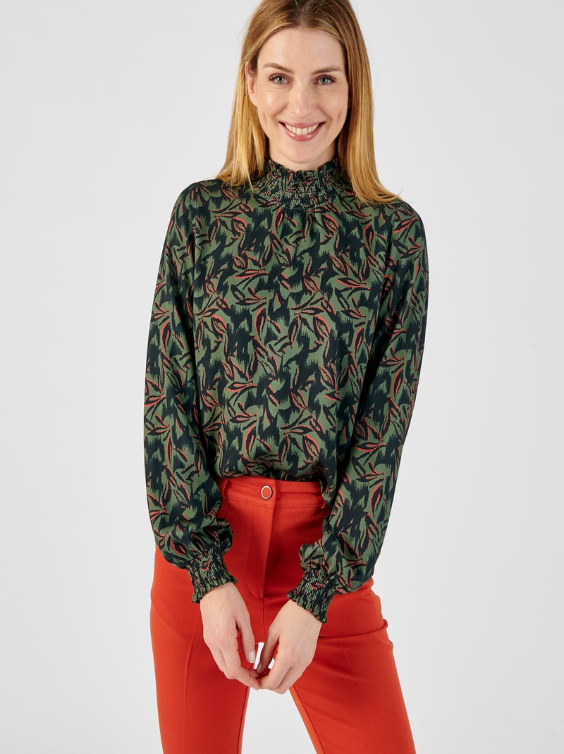 Blouse smockée pure viscose  - Damart Vert - Kiabi