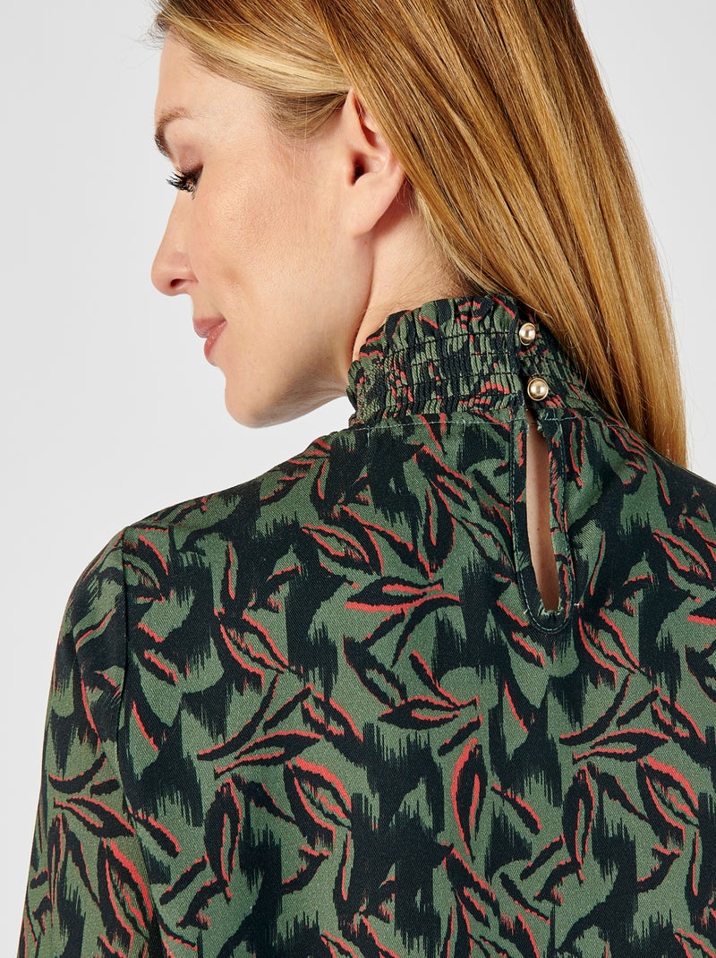 Blouse smockée pure viscose  - damart Vert - Kiabi