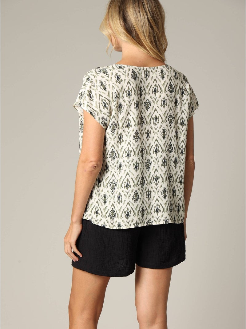 Blouse SOLIA 100% viscose à la coupe ample avec imprimé 'Deeluxe' Vert tilleul - Kiabi