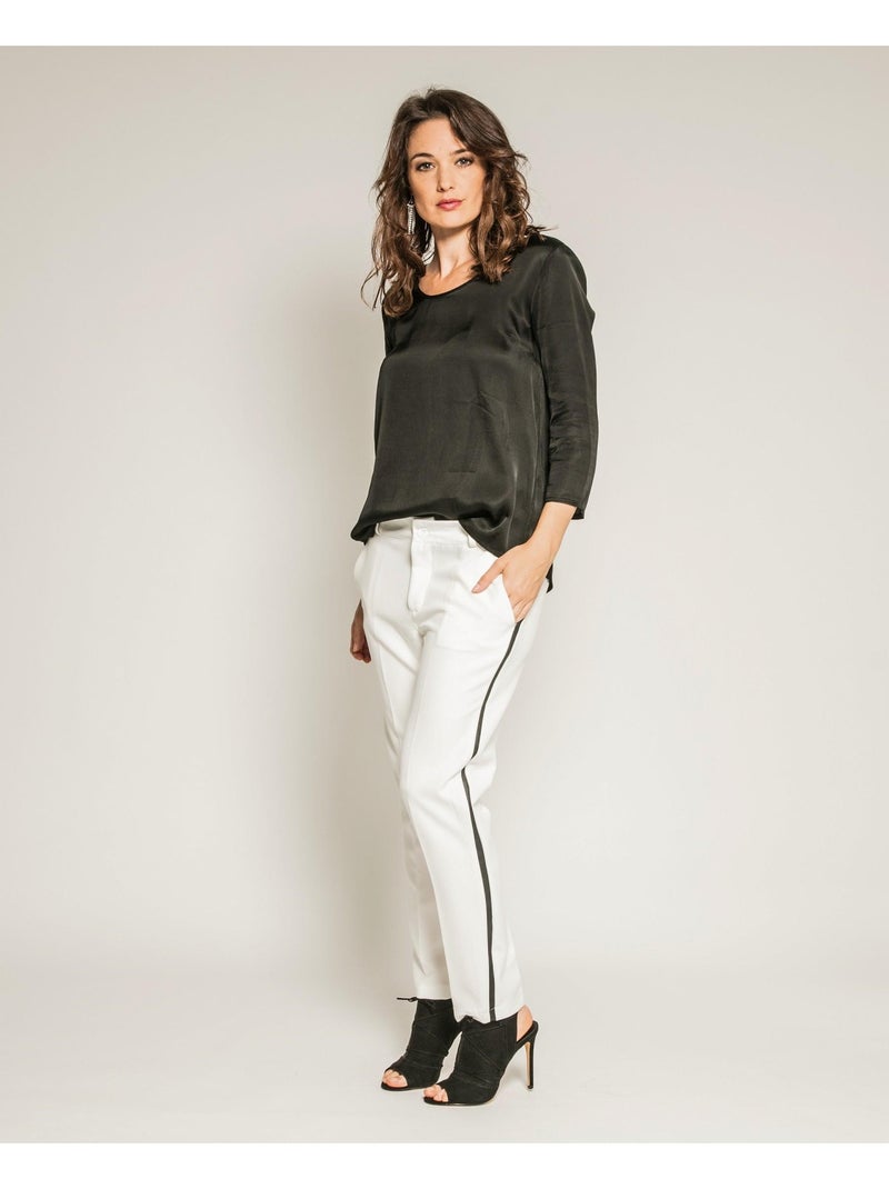 Blouse soyeuse manches 3/4 OLGA Noir - Kiabi