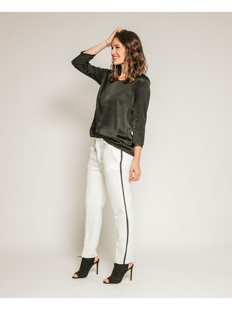 Blouse soyeuse manches 3/4 OLGA Noir - Kiabi