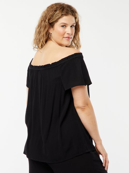 Blouse stretch à manches courtes avec col bardot - Kiabi