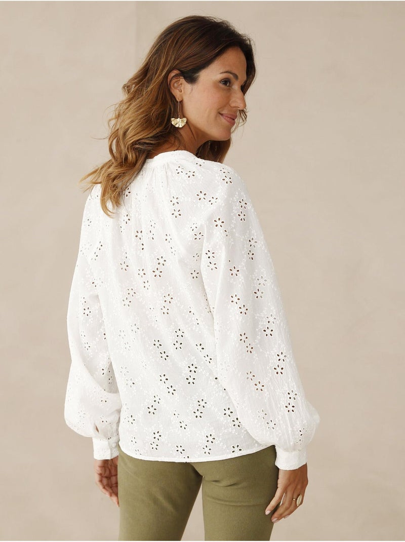 Blouse style vareuse broderie anglaise - DAXON Blanc Blanc - Kiabi