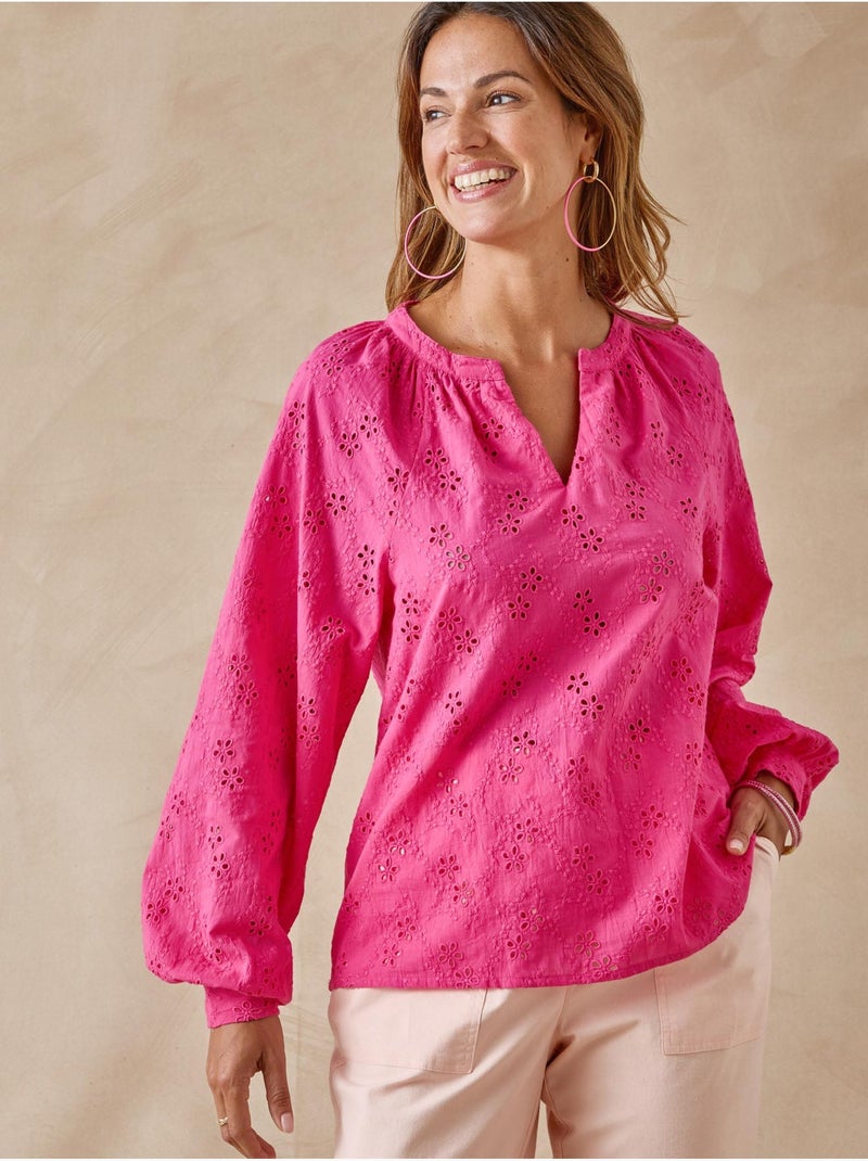 Blouse style vareuse broderie anglaise - DAXON Rose - Kiabi