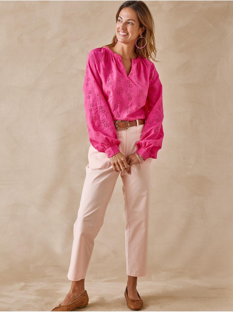 Blouse style vareuse broderie anglaise - DAXON Rose - Kiabi