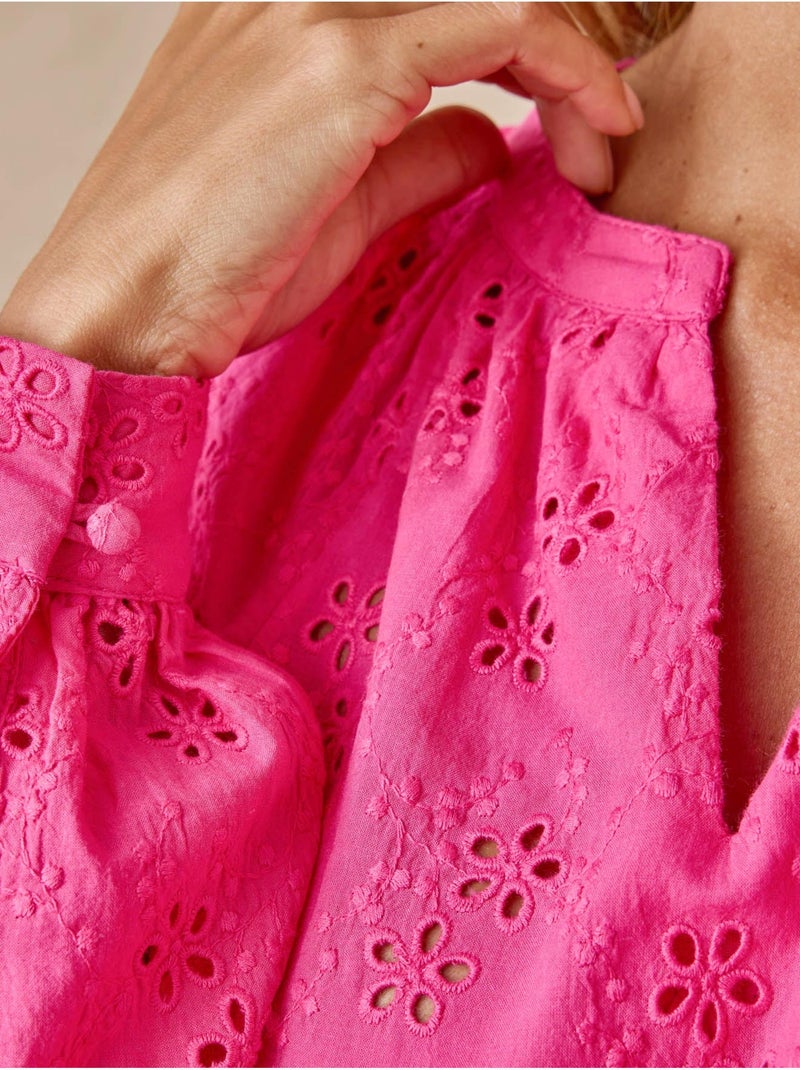 Blouse style vareuse broderie anglaise - DAXON Rose - Kiabi