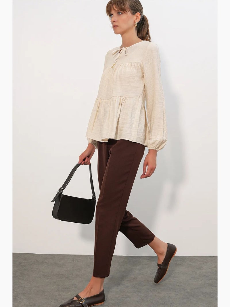 Blouse texturée à nouer devant bdart Crème - Kiabi