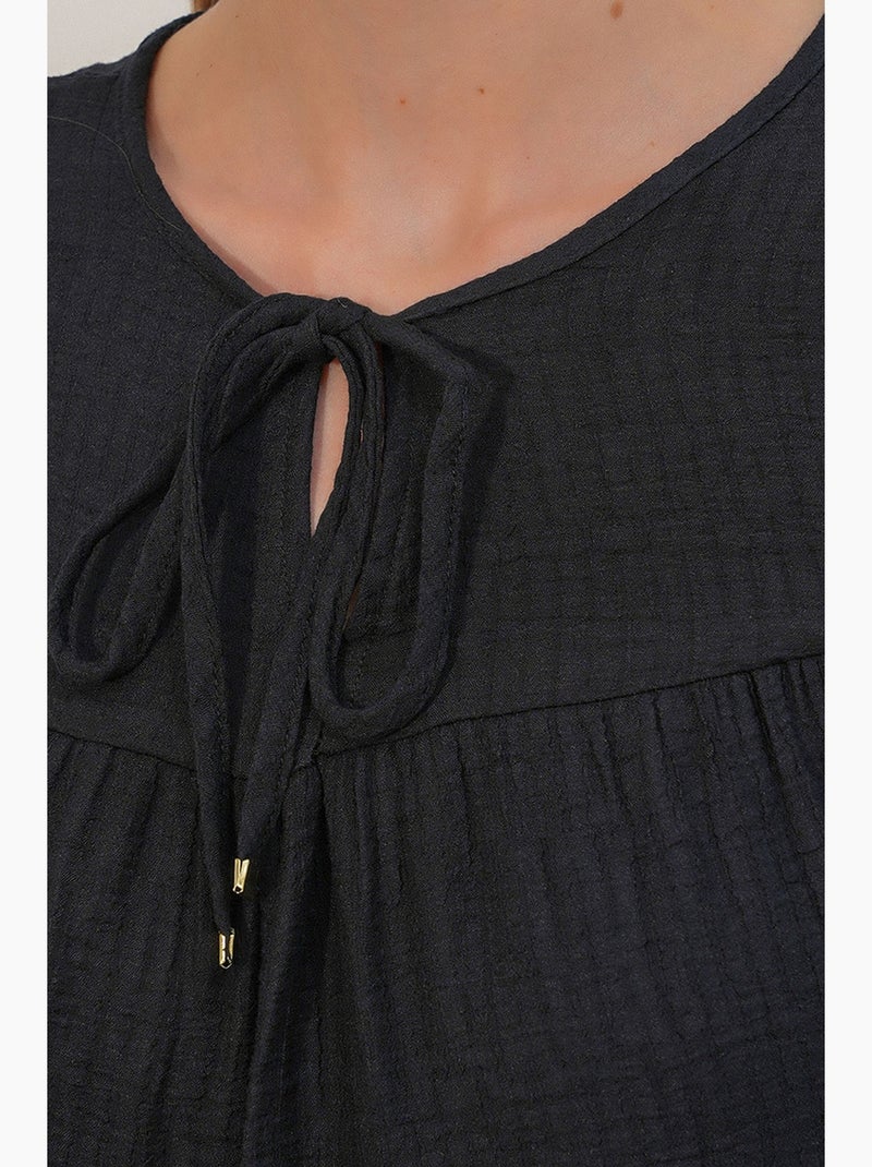 Blouse texturée à nouer devant bdart Noir - Kiabi