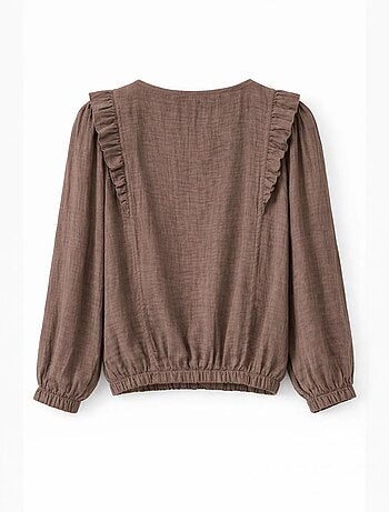 Blouse texturée à volants et col rond mixray