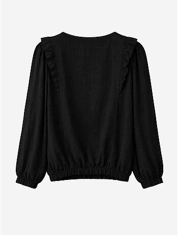 Blouse texturée à volants et col rond mixray