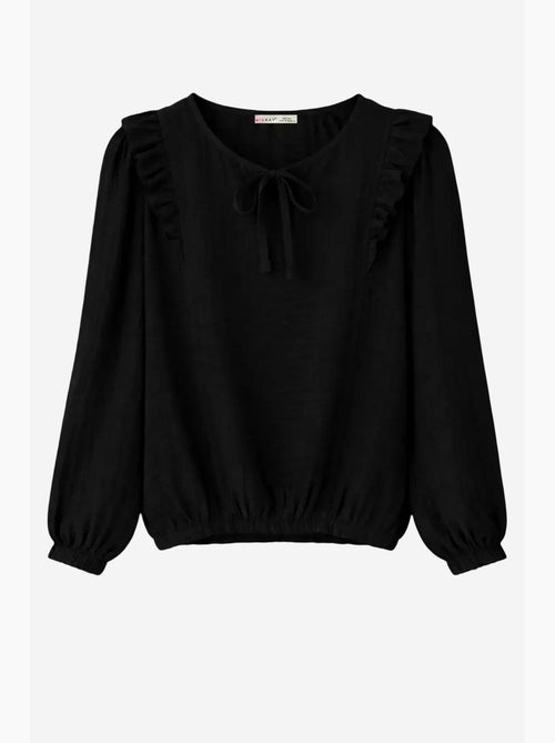 Blouse texturée à volants et col rond mixray - Kiabi Blouse texturée à volants et col rond mixray - Kiabi