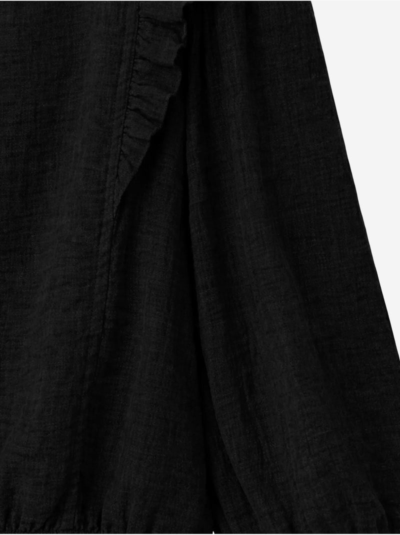 Blouse texturée à volants et col rond mixray Noir - Kiabi