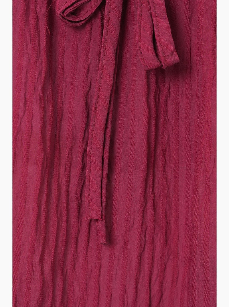 Blouse texturée seersucker à col en v et nœud bdart Rouge bordeaux - Kiabi