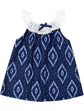 Blouse Tie-and-Dye Été bleu marine col 2-en-1 AURORE - La Faute à Voltaire