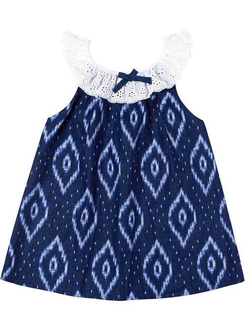 Blouse Tie-and-Dye Été   bleu marine  col 2-en-1  AURORE - La Faute à Voltaire - Kiabi