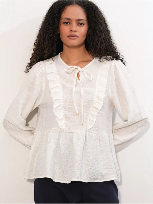 Blouse tissée à volants avec lien bdart - Kiabi Blouse tissée à volants avec lien bdart - Kiabi