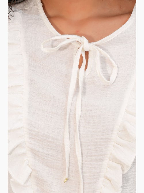 Blouse tissée à volants avec lien bdart - Kiabi Blouse tissée à volants avec lien bdart - Kiabi