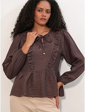 Blouse tissée à volants avec lien bdart