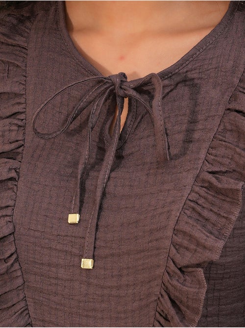 Blouse tissée à volants avec lien bdart - Kiabi Blouse tissée à volants avec lien bdart - Kiabi