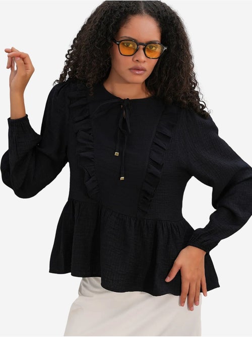 Blouse tissée à volants avec lien bdart - Kiabi Blouse tissée à volants avec lien bdart - Kiabi