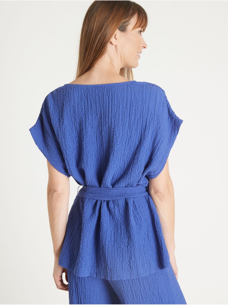 Blouse tissu gaufré - DAXON Bleu - Kiabi