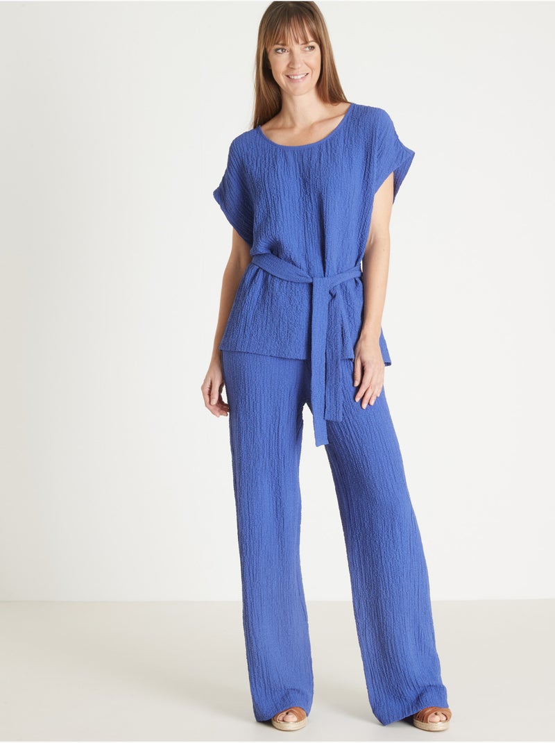 Blouse tissu gaufré - DAXON Bleu - Kiabi