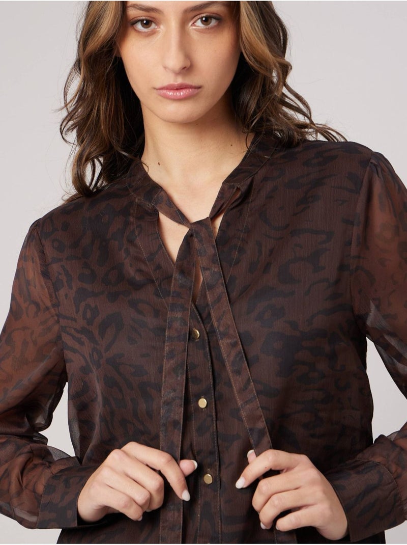 Blouse transparente imprimée femme 'deeluxe' Marron - Kiabi