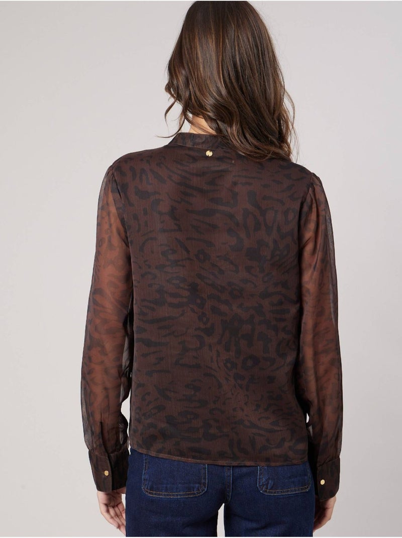 Blouse transparente imprimée femme 'deeluxe' Marron - Kiabi