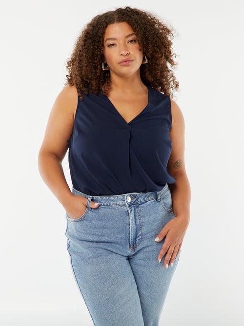 Blouse uni avec couture fantaisie au col - Kiabi