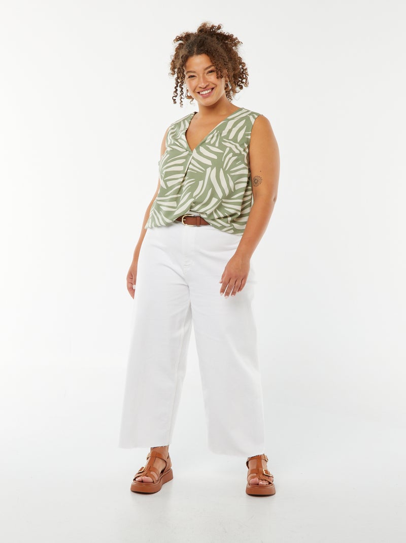 Blouse uni avec couture fantaisie au col Vert - Kiabi