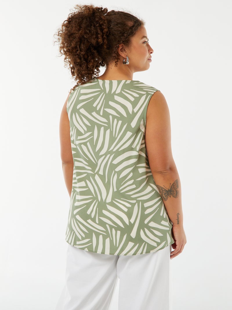 Blouse uni avec couture fantaisie au col Vert - Kiabi