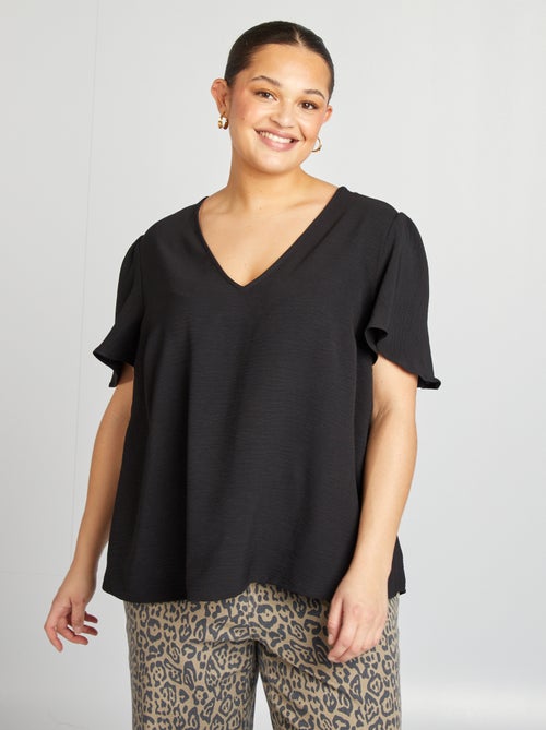 Blouse uni manches courtes - Kiabi