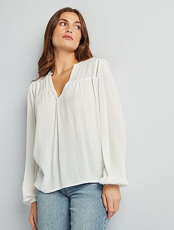 Blouse unie à col V