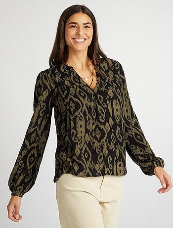 Blouse unie à col V